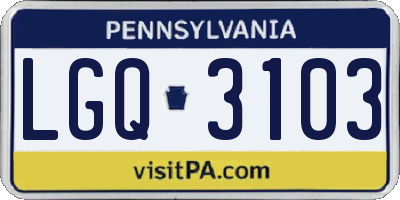 PA license plate LGQ3103