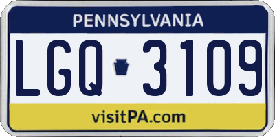 PA license plate LGQ3109