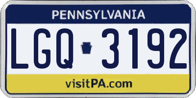 PA license plate LGQ3192