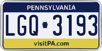 PA license plate LGQ3193