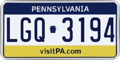 PA license plate LGQ3194