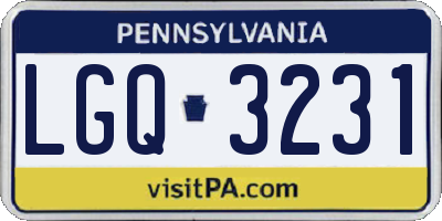 PA license plate LGQ3231