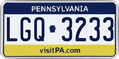 PA license plate LGQ3233