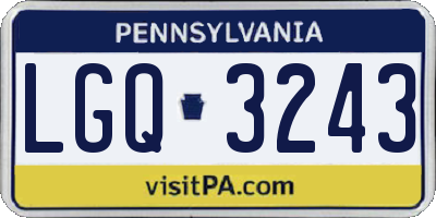 PA license plate LGQ3243