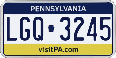 PA license plate LGQ3245