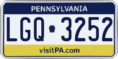 PA license plate LGQ3252