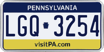 PA license plate LGQ3254