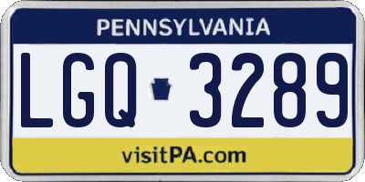 PA license plate LGQ3289