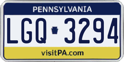 PA license plate LGQ3294