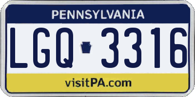 PA license plate LGQ3316