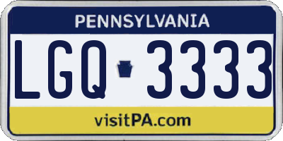 PA license plate LGQ3333