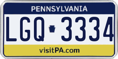 PA license plate LGQ3334