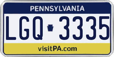 PA license plate LGQ3335