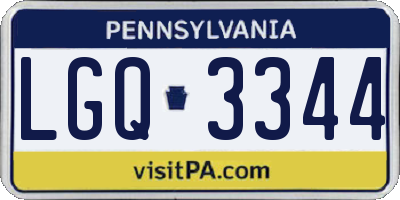 PA license plate LGQ3344