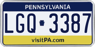 PA license plate LGQ3387