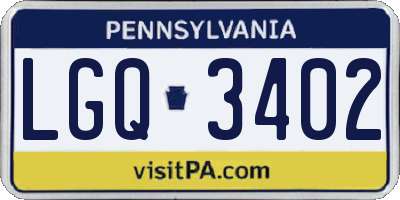 PA license plate LGQ3402