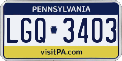 PA license plate LGQ3403