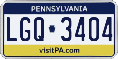 PA license plate LGQ3404