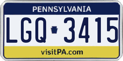 PA license plate LGQ3415