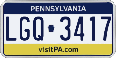 PA license plate LGQ3417