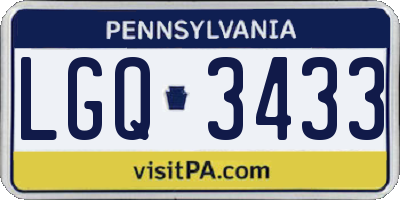 PA license plate LGQ3433