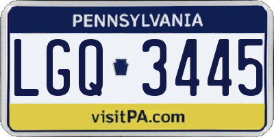 PA license plate LGQ3445