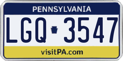 PA license plate LGQ3547