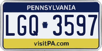 PA license plate LGQ3597