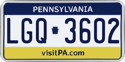 PA license plate LGQ3602