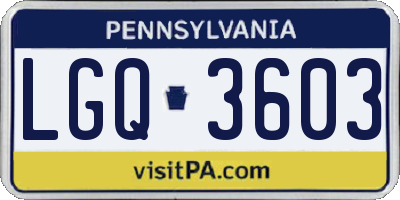 PA license plate LGQ3603