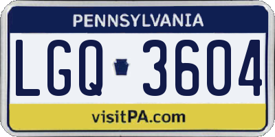 PA license plate LGQ3604