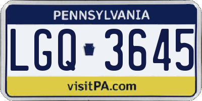 PA license plate LGQ3645