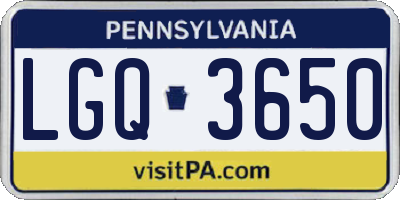 PA license plate LGQ3650