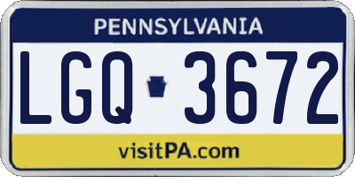 PA license plate LGQ3672