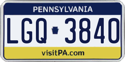 PA license plate LGQ3840