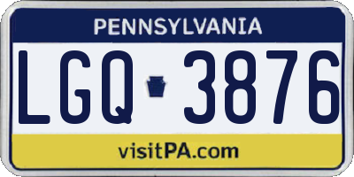 PA license plate LGQ3876