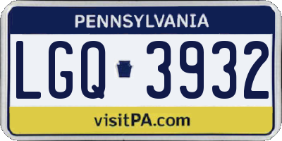 PA license plate LGQ3932