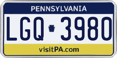 PA license plate LGQ3980