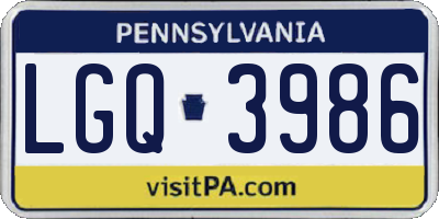 PA license plate LGQ3986