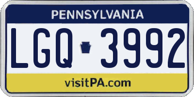 PA license plate LGQ3992