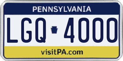 PA license plate LGQ4000