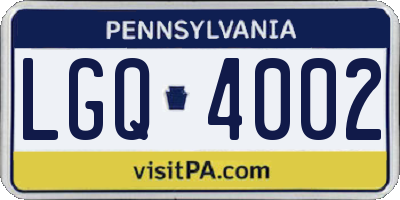 PA license plate LGQ4002