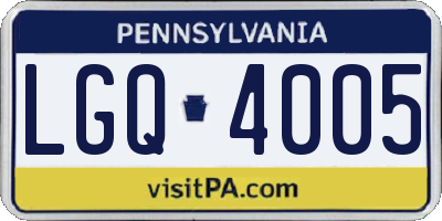 PA license plate LGQ4005
