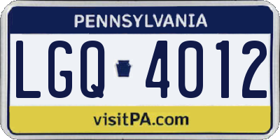 PA license plate LGQ4012