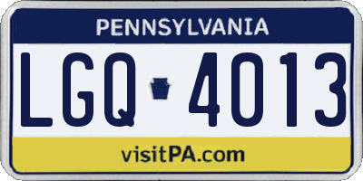 PA license plate LGQ4013
