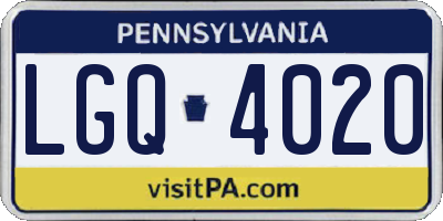 PA license plate LGQ4020