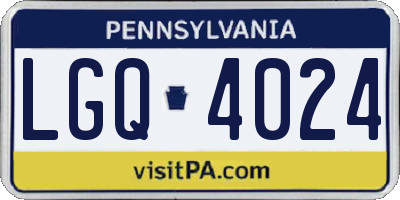 PA license plate LGQ4024