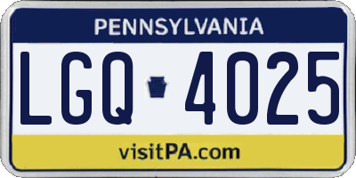 PA license plate LGQ4025