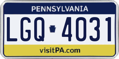 PA license plate LGQ4031
