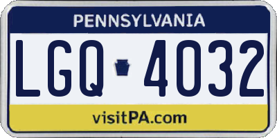 PA license plate LGQ4032